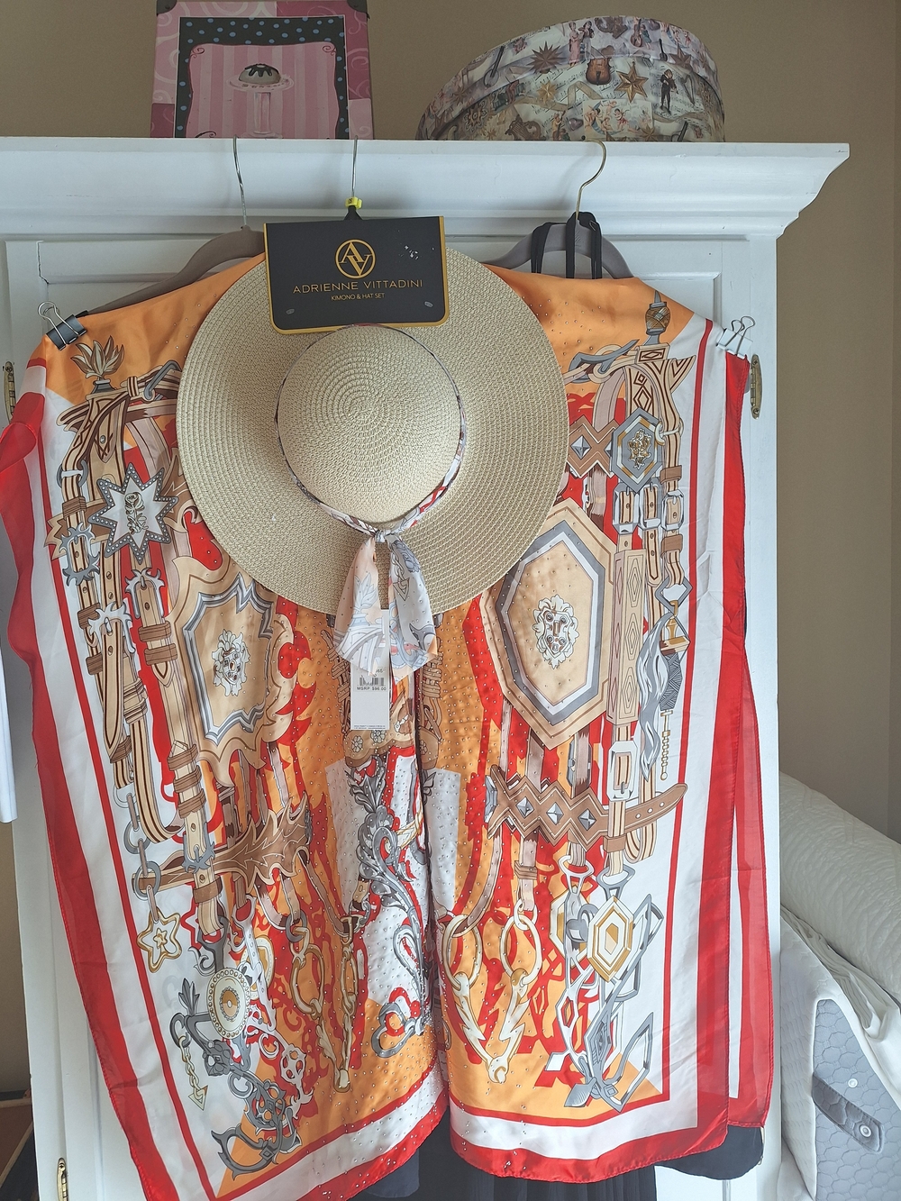 Adrienne Vittadini Orange & Red Decorative Scarf
